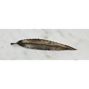 Vintage NYE Sterling Silver Feather Leaf Brooch – Mcm Botanical Quill Pin